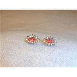 Estate 14K YG Marquise Ruby Diamond Earrings #2007909