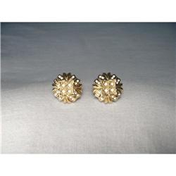 Estate 14K YG Gold Diamond Filigree Earrings #2007920