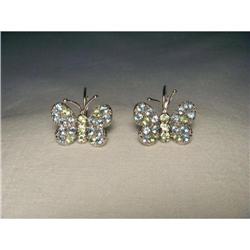 10K WG Blue Topaz Peridot Butterfly Earrings #2007935