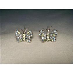 10K WG Blue Topaz Peridot Butterfly Earrings #2007935