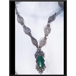 GORGEOUS DECO Chrysoprase sterling necklace #2007961