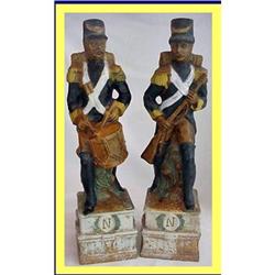 ANTIQUE CERAMIC CANDLESTICKS SOLDIER DRUMMERS #2008149