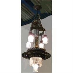 Tall Iron and Crystal Chandelier #2019483