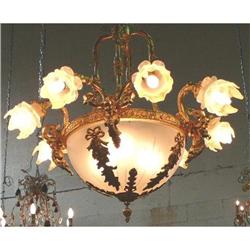 Bronze and Crystal Chandelier Ceiling Fixture #2019529