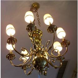 Antique Brass Chandelier White Shades 31 #2019571