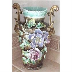 Pair of French majolica Barbatine vases #2019843