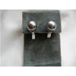 ESTATE BLK.SOUTH SEA 12.65MM PEARL/DIA.EARRINGS#2034767