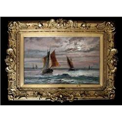 Oil Painting of Fishing Boats on North Sea #2034798