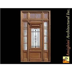 Single entry door with sidelight and transom #2034832