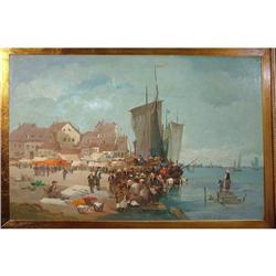 An antique  view of Boulogne port  signed #2035181