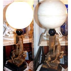 Art Deco marble carved Table lamp  #2035213