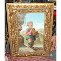 Child playing Italian Signed Oil on canvas  #2035230