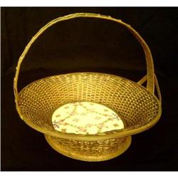 Bronze Woven Basket With Porcelain Plaque #2035277