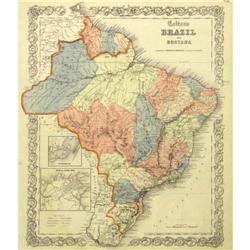 Antique Map Brazil Guiana Colton 1855 america #2045857