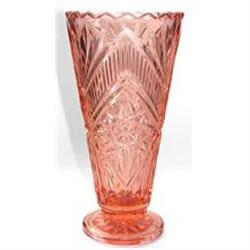 Pink Stars & Fans Pressed Glass Vase #2046187