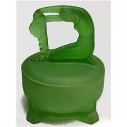 RAPUNZEL Green Satin Glass Dresser Jar #2046192