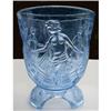 Image 1 : Art Deco Female Figural Blue Pressed Glass Vase#2046196