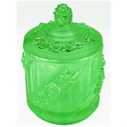 Walther ROSEN Green Pressed Glass Condiment Jar#2046200