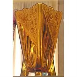 Sowerby DAISY Amber Art Deco Glass Vase #2046234