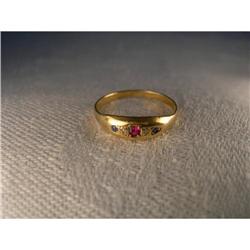 Antique 14K YG Gold Ruby Sapphire Diamond Ring #2046536