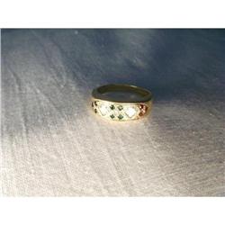 Estate 14K Diamond Emerald Ruby Sapphire Band #2046538