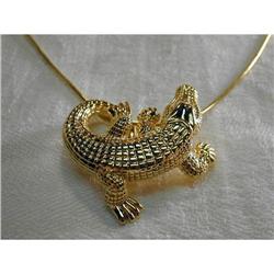 Estate 14K YG Alligator Crocodile Pendant Slide#2046540