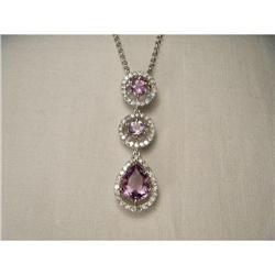 14K WG Amethyst Diamond Drop Pendant Necklace #2046549