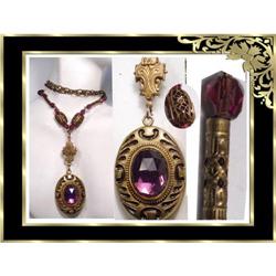 Deco ENAMEL Purple Czech  LOCKET necklace #2046623