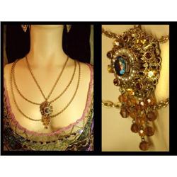 Vintage Edwardian jeweled Swag necklace & ER #2046625