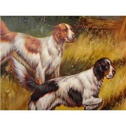 ART ENGLISH SPANIEL HUNT OIL CANVAS PAINTING #2046681