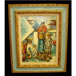 Latin American Oil Painting Pottery Salesman #2046698