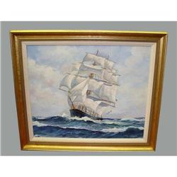 Nautical Sailing Ship Oil Painting by M C Waite#2046722