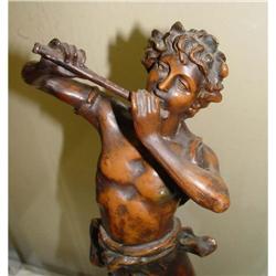 19c French Spelter Flute Player Pan Sculpture #2046723