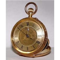 18kt Gold Engraved Lady's Pocket Watch 18K #2046726