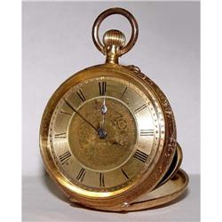 18kt Gold Engraved Lady's Pocket Watch 18K #2046726