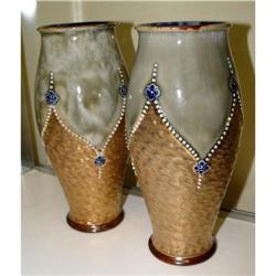 Royal Doulton Cobalt Gilt Swirl Pottery Vases #2046734