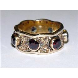 Antique Old Miner Cut Garnet 14kt Gold Ring  #2046761