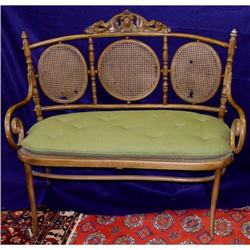 Bent Wood Cane Back Settee Love Seat Bench  #2046772