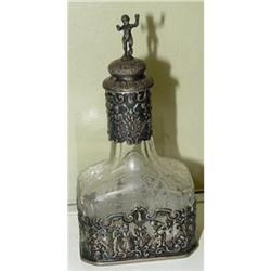 19c Silver Etched Crystal Figural Bottle #2046776
