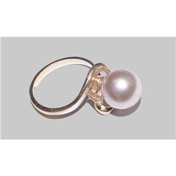 Fine 14kt Gold 9.5mm Pearl Diamond Ring 14k #2046780