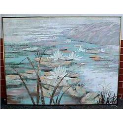 Impressionist Lily Pad Pond Oil Painting Lake #2046805