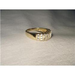 14K YG Gold Baguette Diamond Filigree Band Ring#2056921