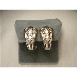 14K WG Gold Diamond Huggie Hoops Earrings  #2056934