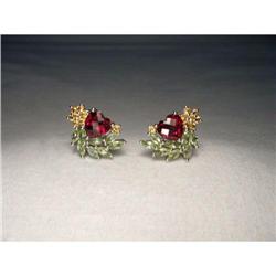 14K WG Gold Peridot Garnet Citrine Earrings #2056936