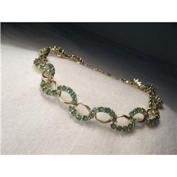 10K 14K YG Gold Emerald Tennis Swirl Bracelet #2056938