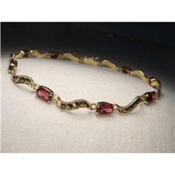 14K YG Rhodolite Garnet Marquisate Bracelet #2056939