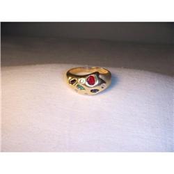 14K YG Gold Diamond Emerald Sapphire Ruby Ring #2056994