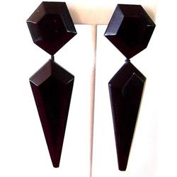 Antique Whitby Jet  Clip Earrings #2057351