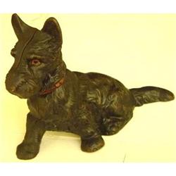 Antique Cast Iron Scottie Dog Bank #2057353