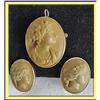 Image 1 : ANTIQUE LAVA BROOCH PENDANT EARRINGS SET 14K #2057359